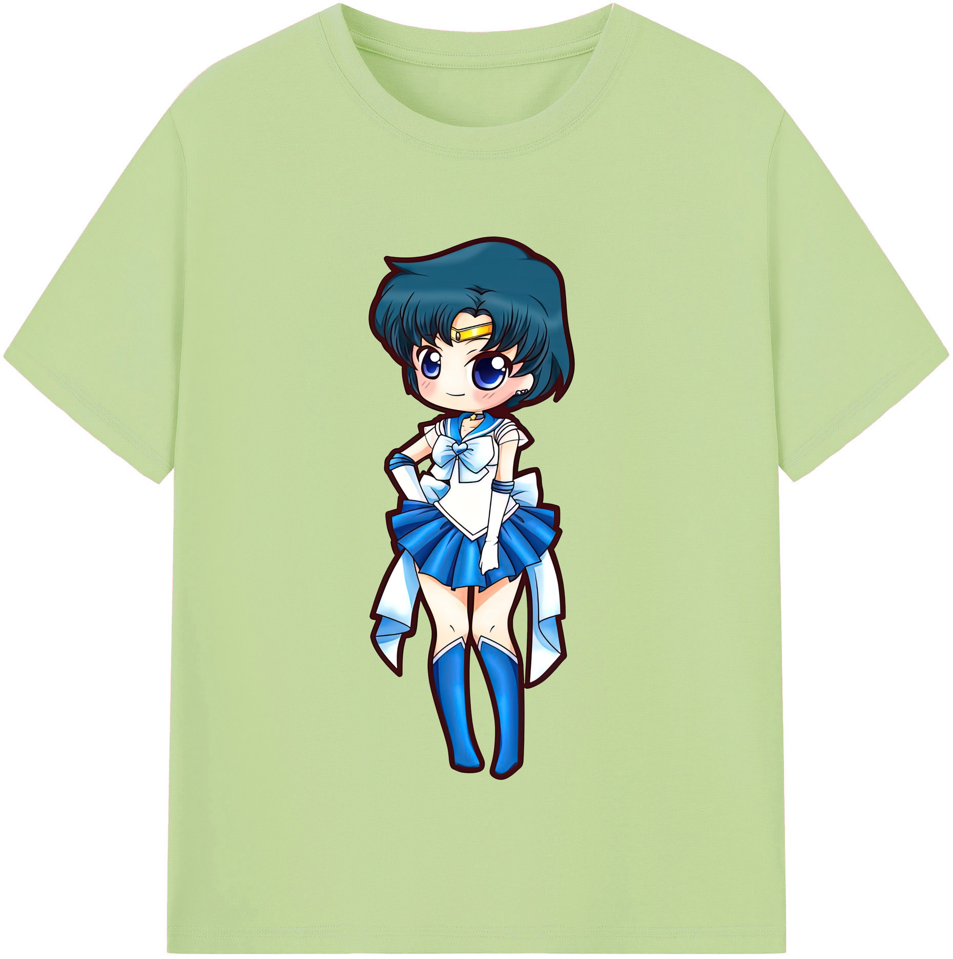 （画像用） 美少女戦士セーラームーン 水野 亜美 みずの あみ Sailor Moon Mizuno Ami 綿100％半袖Tシャツ（フロントプリント）